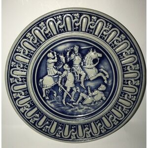 GERZ Germany Stoneware Blue Vintage Wall 7" Plate Plaque